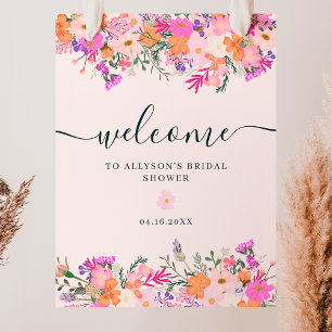 Poster Romantique pastel fleurs sauvages printemps bienve
