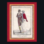Poster Romantique Patinage Vintage sur glace Antique grav<br><div class="desc">Elégante gravure ancienne d'un gentleman enseignant à une jeune femme comment patiner. Le titre en français dit "L'élève effrayé. Charmante impression ancienne.</div>
