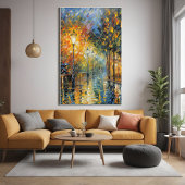 Poster Romantique Rainy soir scène de rue impressionniste