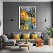 Poster Romantique Rainy soir scène de rue impressionniste