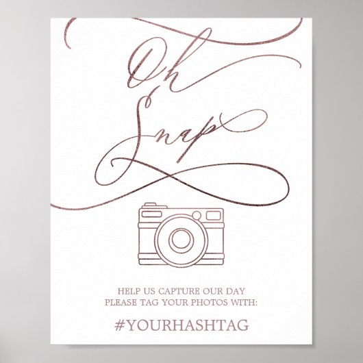 Poster Romantique Rose Gold Calligraphie Oh Snap (Devant)