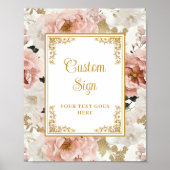 Poster Romantique rose roux fleurs or mariage 8x10 signe (Devant)
