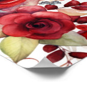 Poster Romantique Roses Rouges Mariage Floral (Coin)