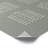 Poster romantique sauge vert classique or monogramme mari (Coin)