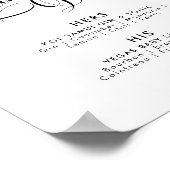 Poster Romantique Script Signature Boissons Bar Mariage (Coin)