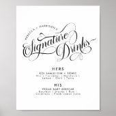 Poster Romantique Script Signature Boissons Bar Mariage (Devant)