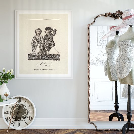 Poster Romantique Vintage Louis XVI Couple
