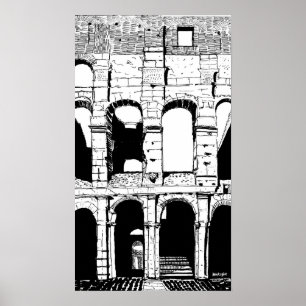 Poster Rome Colisée Noir Blanc Italie Art de Voyage Impri