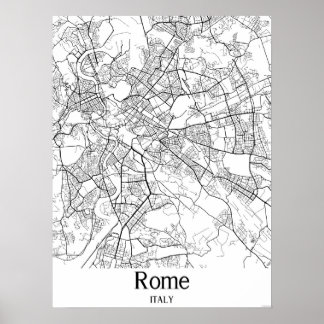 Poster Rome Italie Black and White Europe City Map
