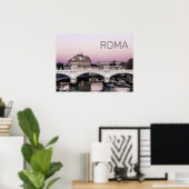 Poster Rome Italie Castel Sant'Angelo Pont Sunset (Bureau à domicile)