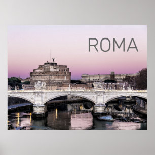 Poster Rome Italie Castel Sant'Angelo Pont Sunset