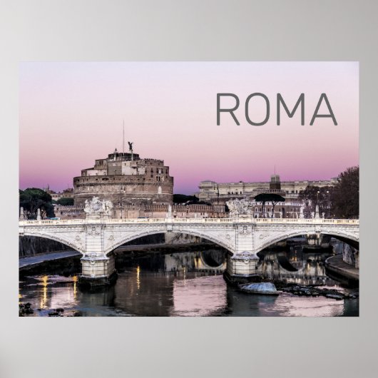 Poster Rome Italie Castel Sant'Angelo Pont Sunset (Devant)