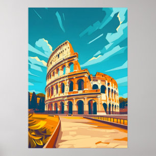 Poster Rome Italie Colisée Art de Voyage Mural Vintage
