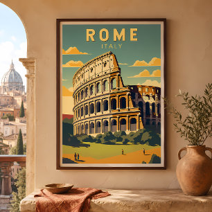 Poster Rome Italie Colisée Voyage Art Vintage