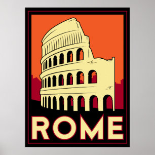 Poster rome italie coliseum europe vintage voyage rétro