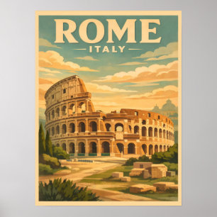 Poster Rome Italie Colosseum Carte Postale Vintage Voyage