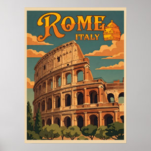 Poster Rome Italie Colosseum Voyage Rétro