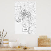 Poster Rome, Italie (noir sur blanc) (Cuisine)