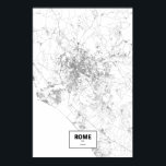 Poster Rome, Italie (noir sur blanc)<br><div class="desc">Des affiches complexes des villes dessinées seulement par leurs routes dans de beaux détails. Routelines artwork copyright ©2012 Nicholas Rougeux. Les données cartographiques en dehors des Etats-Unis sont © OpenStreetMap (http://www.openstreetmap.org) contributeurs,  CC BY-SA (http://creativecommons.org/licenses/by-sa/2.0/).</div>