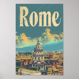 Poster Rome Italie Vintage Retro Voyage Illustration