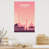 Poster Rome Italie Vintage voyage rose (Cuisine)