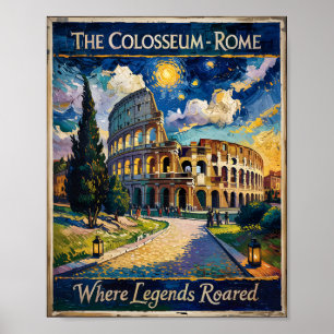 Poster Rome Italie Voyage Colisée Starry Nuit Van Gogh