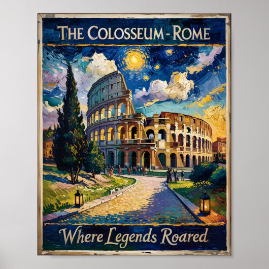 Poster Rome Italie Voyage Colisée Starry Nuit Van Gogh (Devant)