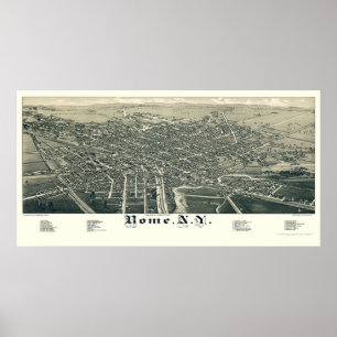 Poster Rome, NY Carte panoramique - 1886