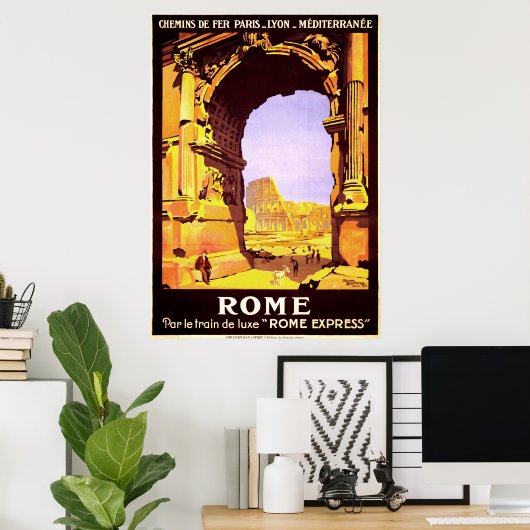 Poster Rome, par le train de luxe "Express de Rome" (Bureau à domicile)