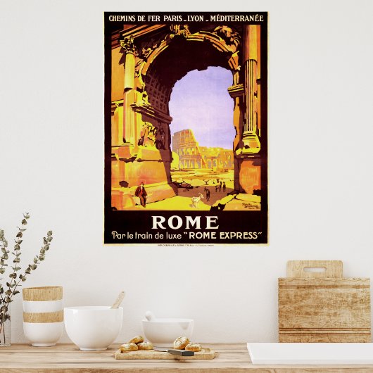 Poster Rome, par le train de luxe "Express de Rome" (Cuisine)