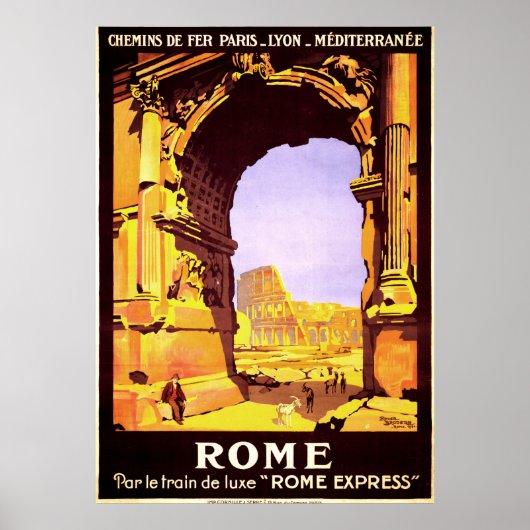 Poster Rome, par le train de luxe "Express de Rome" (Devant)