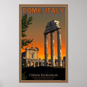 Poster Rome - ruines de temple dans le forum Romanum