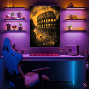 Poster Rome Skyline - Charcoal Monochrome Art - Urbain 