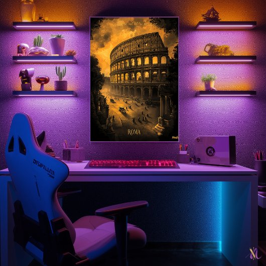 Poster Rome Skyline - Charcoal Monochrome Art - Urban