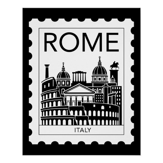 Poster Rome Souvenir Italie Postage Timbre (Devant)