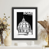 Poster Rome Vatican City St Peter's Dome Sketch de voyage