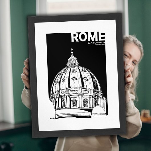 Poster Rome Vatican City St Peter's Dome Sketch de voyage