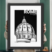 Poster Rome Vatican City St Peter's Dome Sketch de voyage