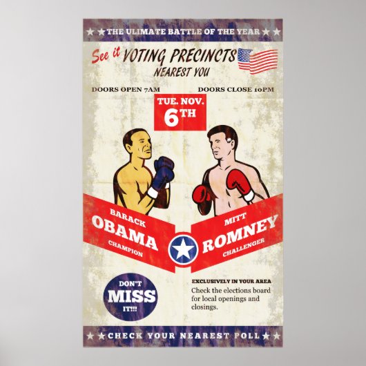 Poster Romney Contre Obama Élections Américaines 2012 Pos (Devant)