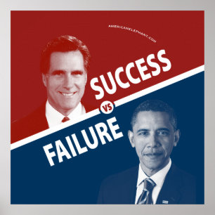 Poster Romney contre Obama - succès contre l'affiche