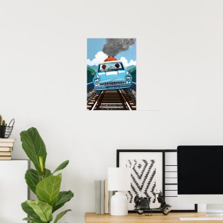 Poster Ron & HARRY POTTER™ en voiture volante vers HOGWAR