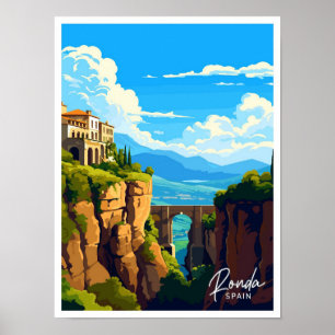 Poster Ronda Espagne Art Travel illustration Vintage