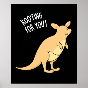 Poster Roo-Ting For You Funny Kangaroo Pun Dark BG