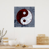 Poster rood en wit Yin Yang Symbol (Keuken)