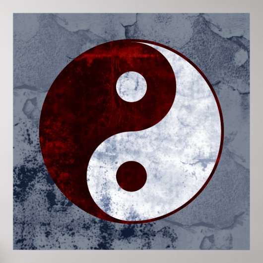 Poster rood en wit Yin Yang Symbol (Voorkant)