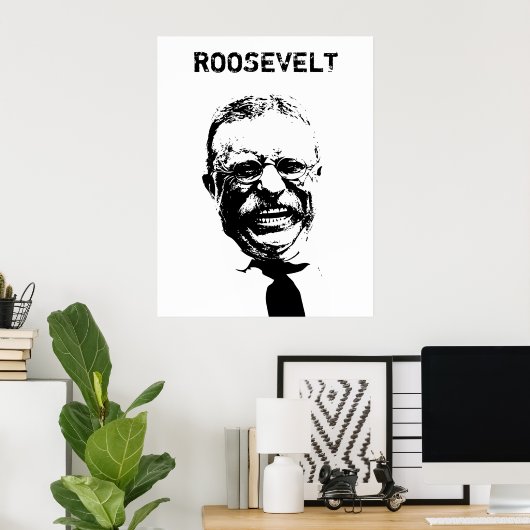 Poster Roosevelt — Noir et blanc (Bureau à domicile)
