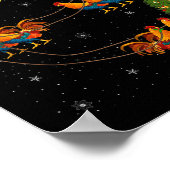 Poster Rooster Chickens Santa Sleigh Flying Funny Magical (Coin)