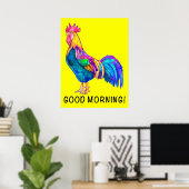 Poster Rooster coloré Bonjour ! (Bureau à domicile)