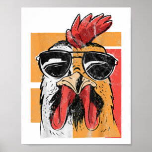 Poster Rooster cool portant lunettes de soleil Retro Vint