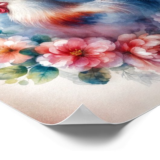 Poster Rooster dans Wreath Digital (Coin)